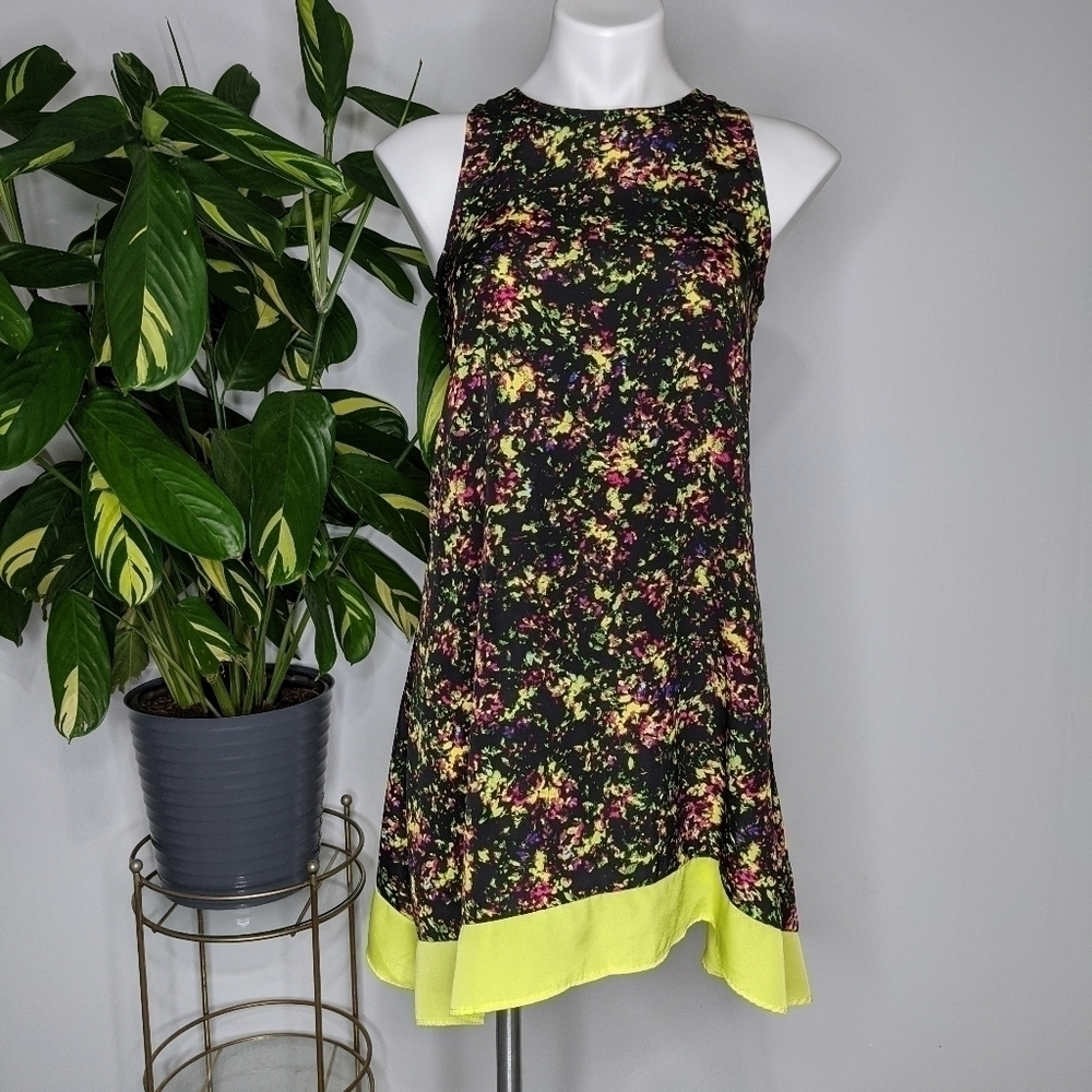 ✨3/$15 Xhilaration black yellow flowy dress S